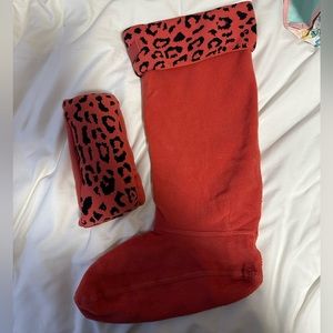 Coral Cheetah Print Hunter Boot Socks